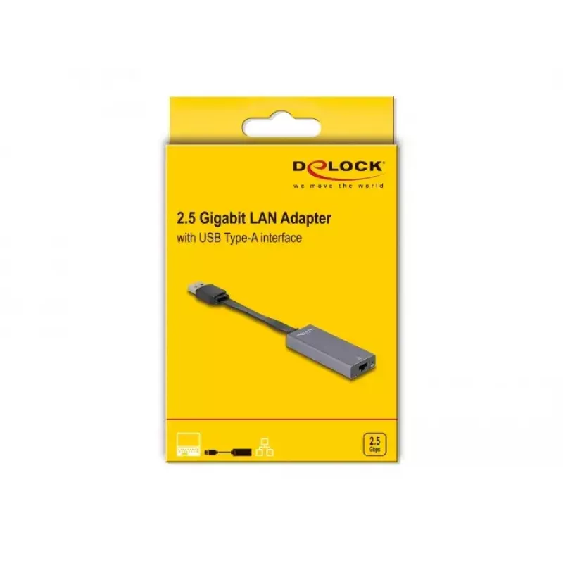 DeLOCK 66247 kaapeliadapteri RJ-45 USB A harmaa 0,09 m