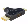 DeLOCK 64059 3-in-1-näyttösovitin, HDMI / DisplayPort / mini DisplayPort -tulo HDMI-lähtöön, 4K 60 Hz, musta
