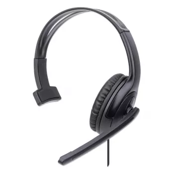 Manhattan mono over-ear-kuulokemikrofoni (USB), mikrofonivarsi (pehmustettu), vähittäismyyntipakkaus, säädettävä panta, kaapelikaukosäädin, korvatyynyt, USB-A äänelle ja mikrofonille, kaapeli 1,5 m, kolmen vuoden takuu
