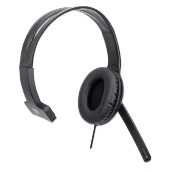 Manhattan mono over-ear-kuulokemikrofoni (USB), mikrofonivarsi (pehmustettu), vähittäismyyntipakkaus, säädettävä panta, kaapelikaukosäädin, korvatyynyt, USB-A äänelle ja mikrofonille, kaapeli 1,5 m, kolmen vuoden takuu