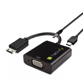 Techly muunnin HDMI Mini C - VGA IDATA HDMI-VGA4, VGA (D-Sub), HDMI Type-C (Mini), uros, naaras, 1920 x 1080 pikseliä, 1080p, 720p, 480p