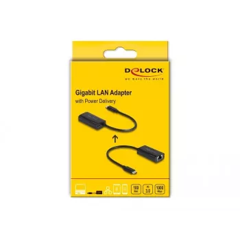 DeLOCK 61026 kaapelin sukupuolenmuunnin USB-C - RJ45 musta