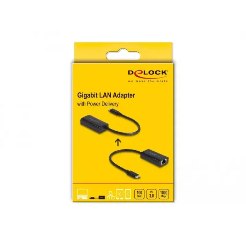 DeLOCK 61026 kaapelin sukupuolenmuunnin USB-C - RJ45 musta