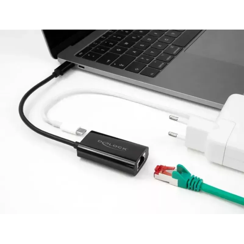 DeLOCK 61026 kaapelin sukupuolenmuunnin USB-C - RJ45 musta