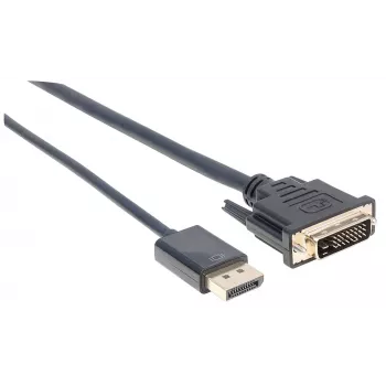 Manhattan DisplayPort 1.2a - DVI-D 24+1 -kaapeli, 1080p@60Hz, 3 m, uros-uros, passiivinen, yhteensopiva DVI-D:n kanssa, musta, kolmen vuoden takuu, vastaa DP2DVIMM10.