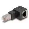 DeLOCK RJ45-uros - RJ45-naaras -adapteri Kat.6A 90° alaspäin taivutettu