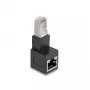 DeLOCK RJ45-uros - RJ45-naaras -adapteri Kat.6A 90° alaspäin taivutettu