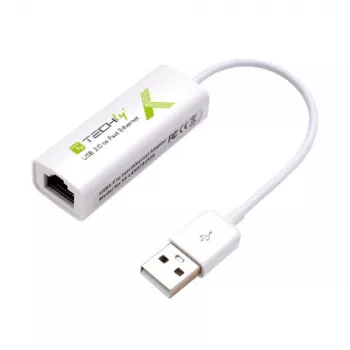 Techly USB2.0 - Fast Ethernet 10/100 Mbit/s -muunnin, johdollinen, USB, Ethernet, 100 Mbit/s, valkoinen