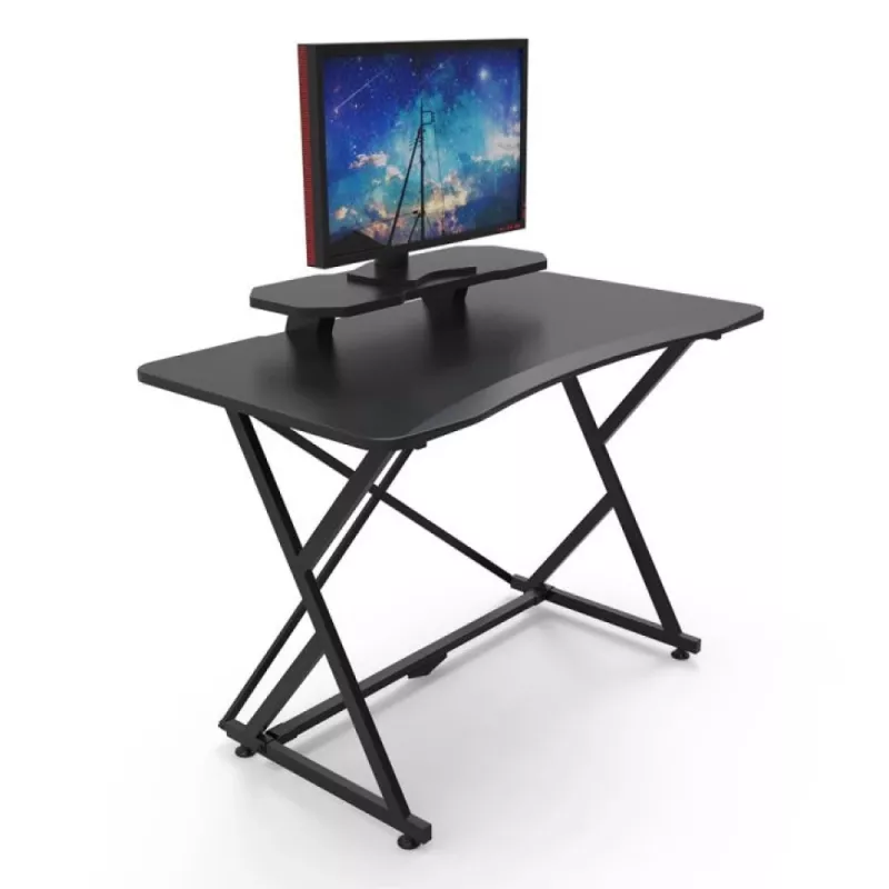 Techly pelipöytä PC:lle viistotulla ergonomisella reunalla musta