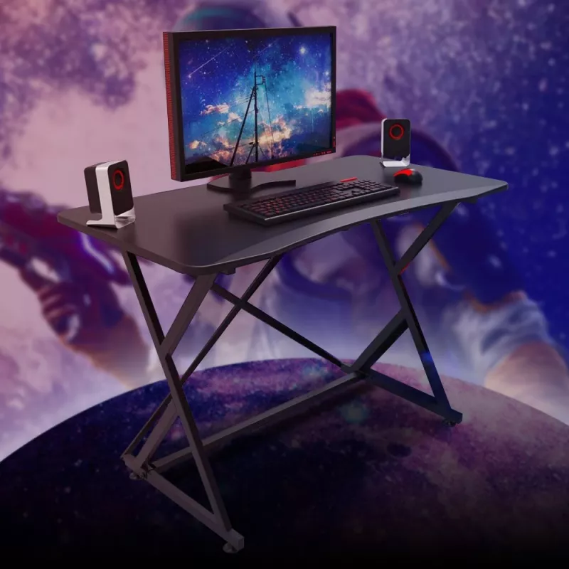 Techly pelipöytä PC:lle viistotulla ergonomisella reunalla musta