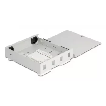 DELOCK Kuitu-seinäkotelo 4× SC Simplex tai LC Duplex -adapteri, metallikotelo, harmaa