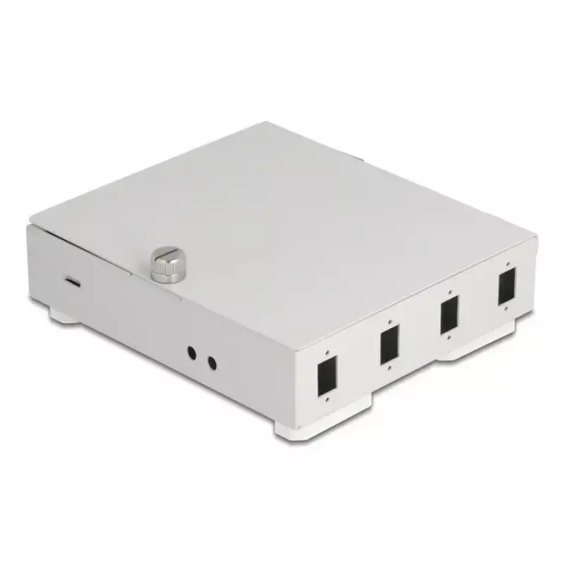 DELOCK Kuitu-seinäkotelo 4× SC Simplex tai LC Duplex -adapteri, metallikotelo, harmaa