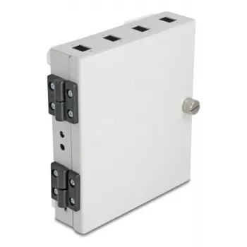 DELOCK Kuitu-seinäkotelo 4× SC Simplex tai LC Duplex -adapteri, metallikotelo, harmaa