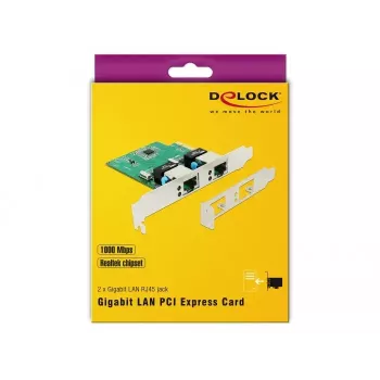 DeLOCK 89999 PCI Express x1 Dual Gigabit LAN -kortti, 2x RJ45, RTL8111