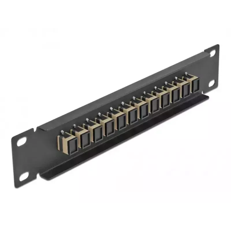 Kuitu-kytkentäpaneeli DeLOCK 10 inch 12 porttia SC Simplex beige 1U musta