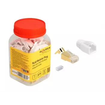DeLOCK verkkokaapeli RJ45-modulaaripistoke 25 kpl:n pakkaus Kat.7 kulta valkoinen