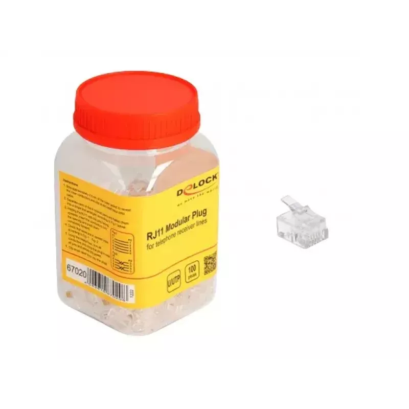 DeLOCK RJ11-modulaaripistoke 100 kpl läpinäkyvä polykarbonaatti