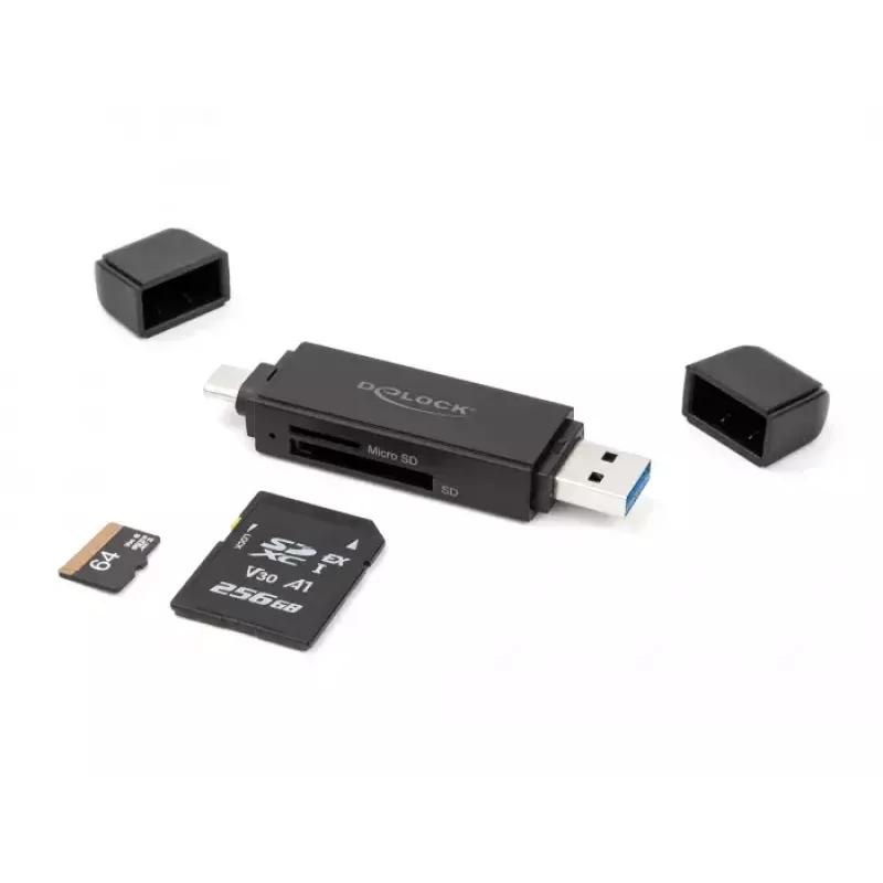 Kortinlukija DeLOCK 91004 USB 3.2 Gen 1 Type-A Type-C musta