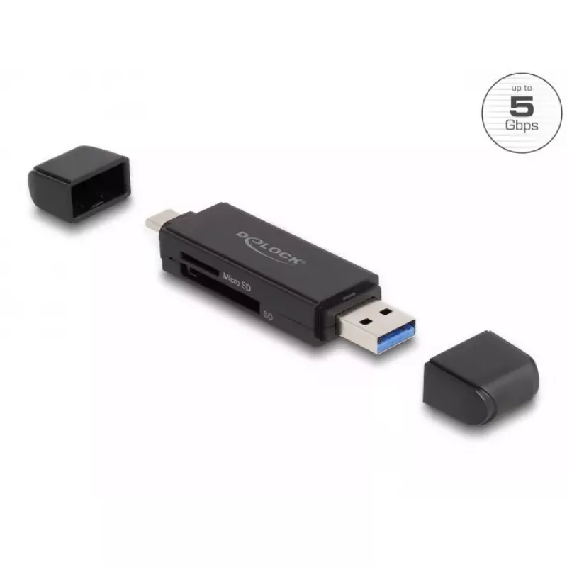 Kortinlukija DeLOCK 91004 USB 3.2 Gen 1 Type-A Type-C musta