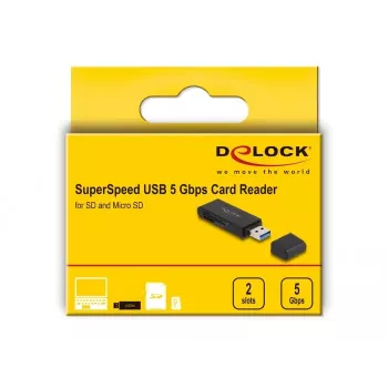 Kortinlukija DeLOCK 91002 USB musta MicroSD SD SDHC SDXC 5000 Mbit/s