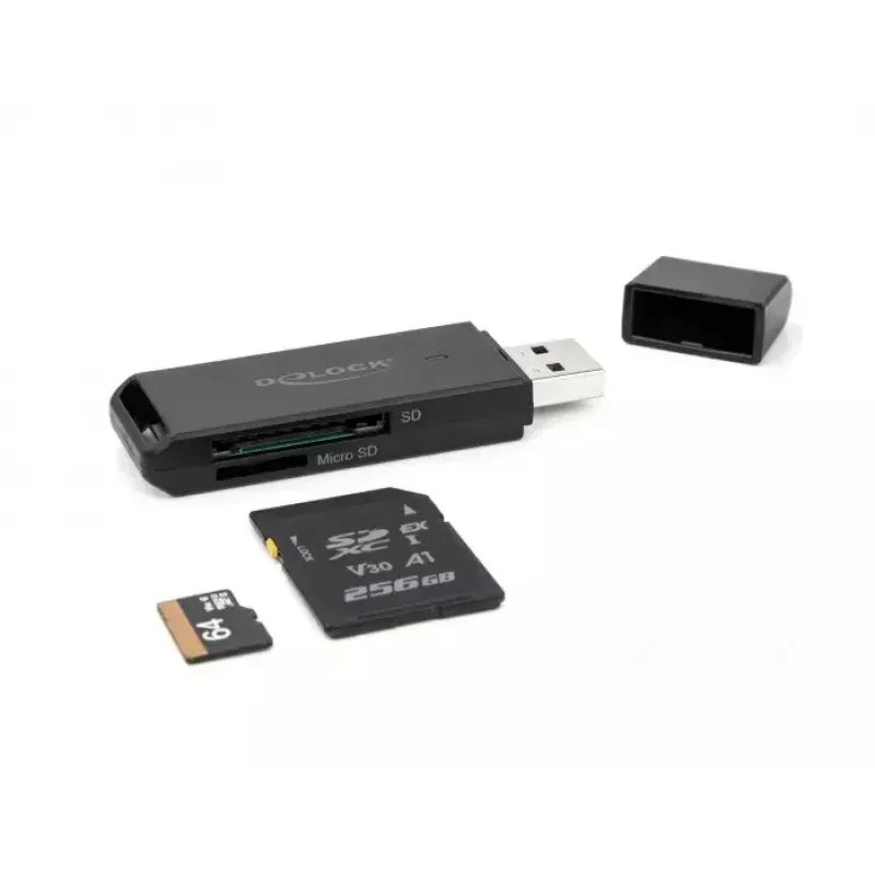 Kortinlukija DeLOCK 91002 USB musta MicroSD SD SDHC SDXC 5000 Mbit/s
