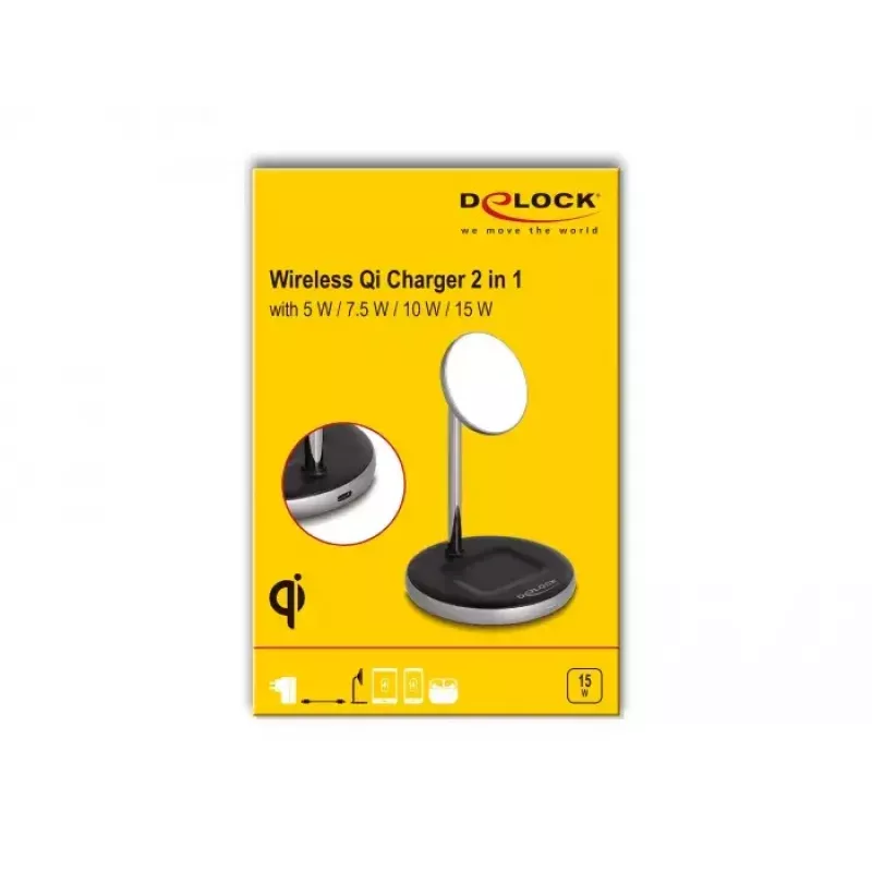 Langaton laturi DeLOCK 66468 2 in 1 5 W 7,5 W 10 W 15 W
