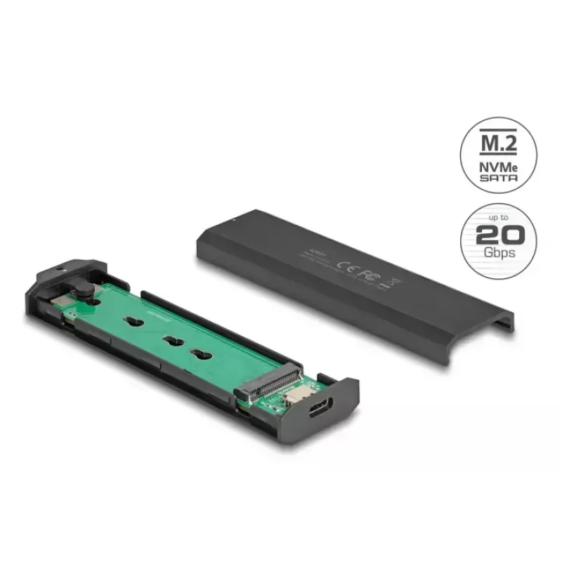 SSD-kotelo DeLOCK 42031 musta M.2 PCIe SATA 20 Gbit/s