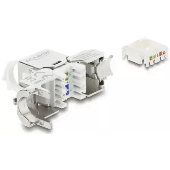 Keystone-moduuli DELOCK RJ45-rasia-LSA Cat.8.1 suojattu lukitusklipsillä ja pölysuojuksella