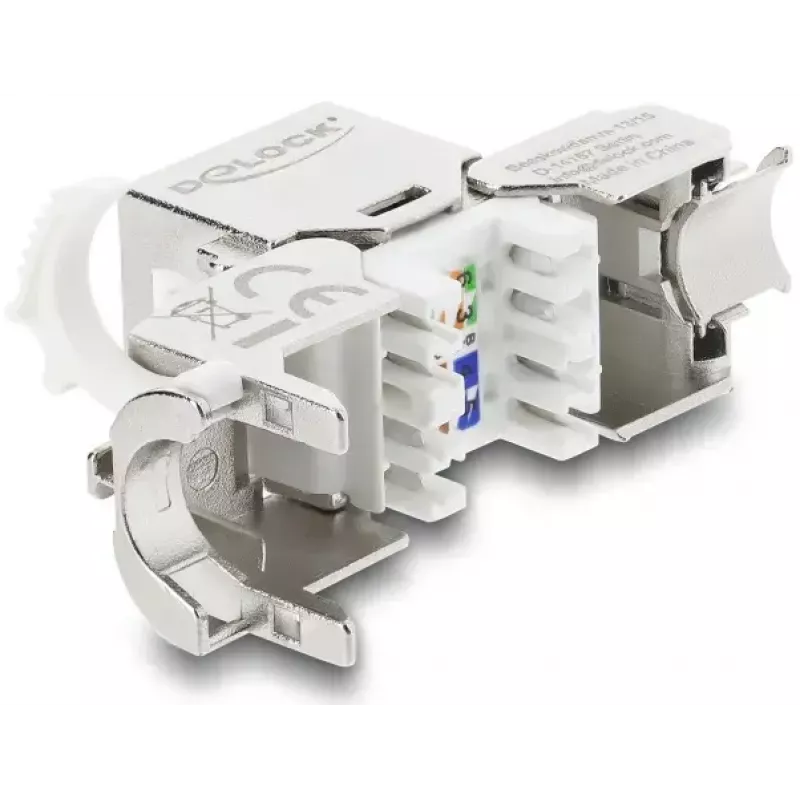 Keystone-moduuli DELOCK RJ45-rasia-LSA Cat.8.1 suojattu lukitusklipsillä ja pölysuojuksella