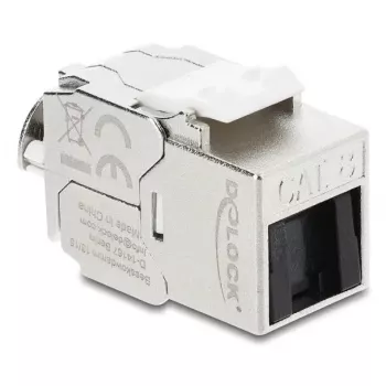 Keystone-moduuli DELOCK RJ45-rasia-LSA Cat.8.1 suojattu lukitusklipsillä ja pölysuojuksella