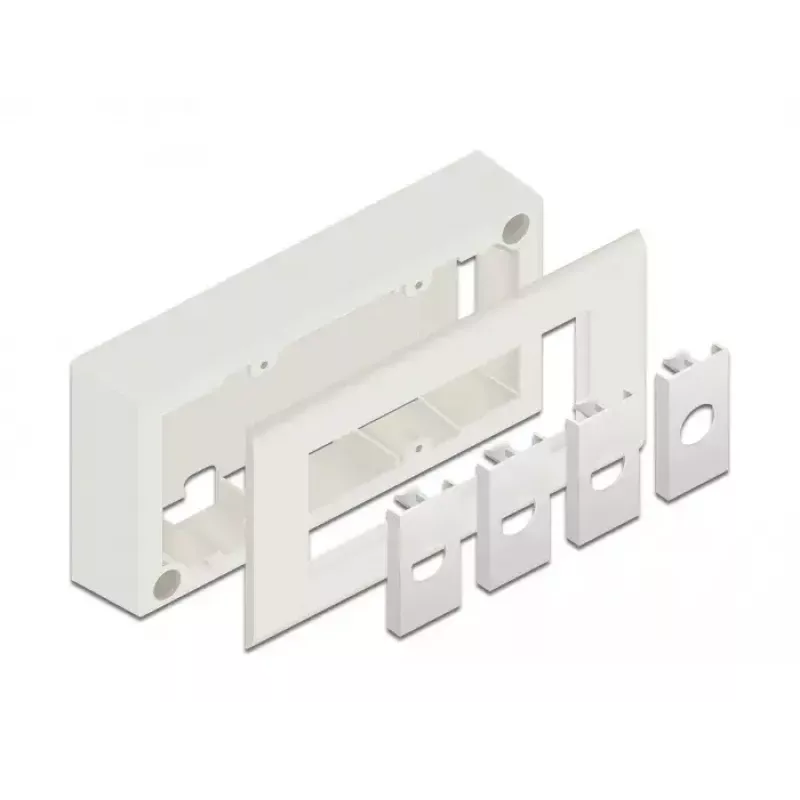 Patch-paneelin tarvike DELOCK 81333 — valkoinen polykarbonaattiteline, 152×50×82 mm