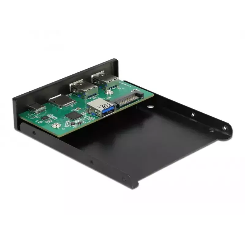 DeLOCK etupaneeli 3,5 tuumaa USB 5 Gbit/s 1 x USB Type-C + 2 x USB Type-A + SD- ja microSD-paikka