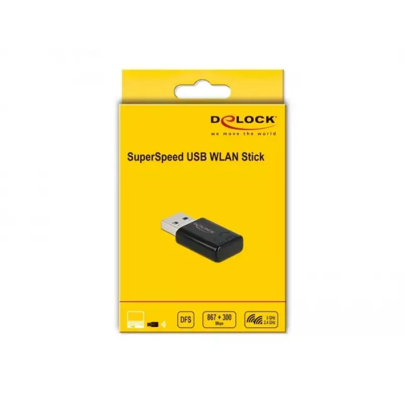 Verkkokortti DeLOCK 12550 WLAN USB kaksikaistainen Wi-Fi 5