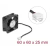 DELOCK tietokoneen kotelotuuletin 6 cm (60x60x25 mm) 12 V DC, kuulalaakeri, musta
