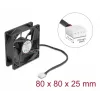 Delock 67296 aksiaalituuletin 12 V DC, 80 x 80 x 25 mm, musta
