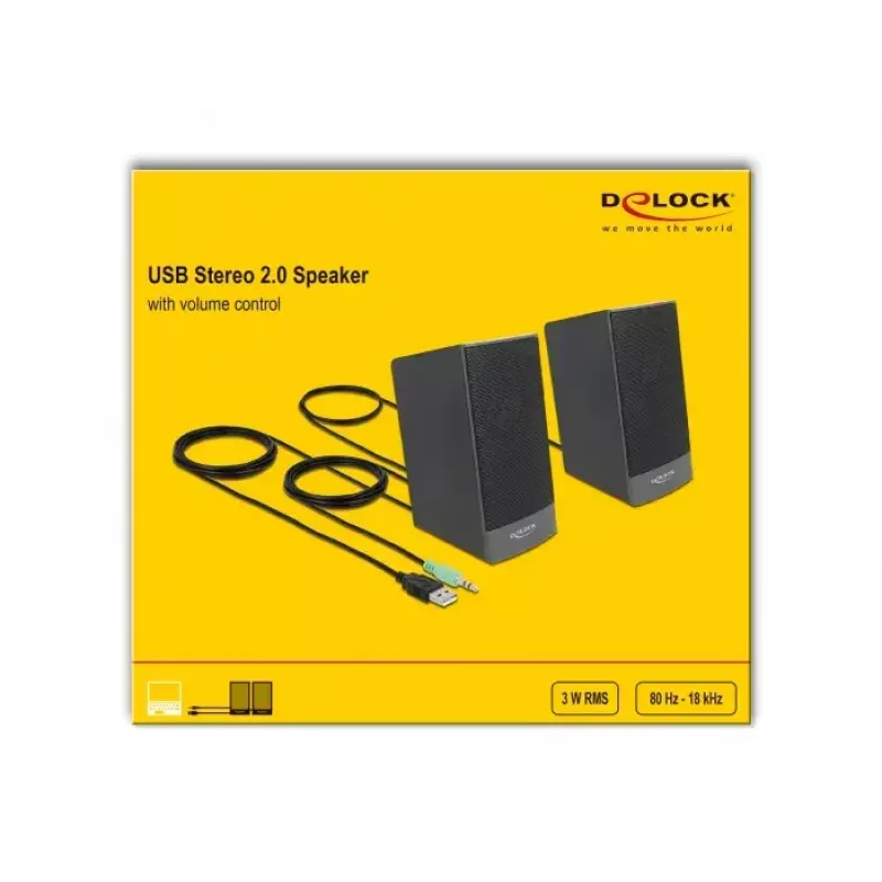 Stereokaiutin DELOCK 27001, 2.0, USB-käyttöinen