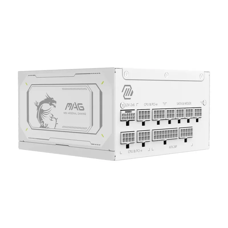 Virtalähde MSI MAG A1000GL PCIE5 WHITE 1000 W ATX 24-pin, 80 PLUS Gold, 135 mm tuuletin
