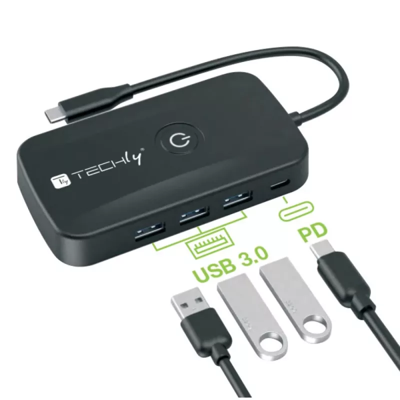 Techly IDATA USBC-HUB5WL AV-jatko AV-lähetin ja -vastaanotin musta