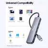 EQUIP USB-C 6-in-1 monitoimisovitin — HDMI 4K/60Hz, 4× USB-C Gen2 (10Gbps), 100W PD, 0,25 m kaapeli, harmaa