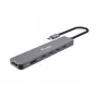 Equip USB-C 6-in-1 monitoimisovitin, HDMI 4K/30Hz, USB-C x4, USB-A x1, 5Gbps, 100W USB PD
