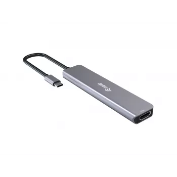 Equip USB-C 6-in-1 monitoimisovitin, HDMI 4K/30Hz, USB-C x4, USB-A x1, 5Gbps, 100W USB PD