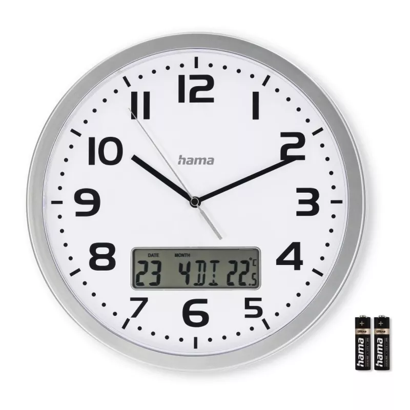 Hama 00185878 seinä-/pöytäkello analogikello pyöreä hopea, valkoinen