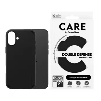 PanzerGlass CARE™ by ® Double Defense -kotelo musta iPhone 16 Plus