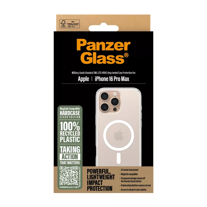 Kotelo PanzerGlass HardCase läpinäkyvä valkoisella MagSafe iPhone 16 Pro Max
