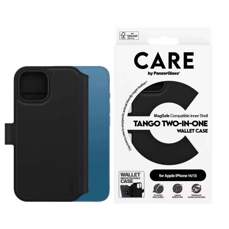 Suojakotelo PanzerGlass CARE by Feature Case Tango kaksiosainen lompakko MagSafe-yhteensopiva iPhone 14 13