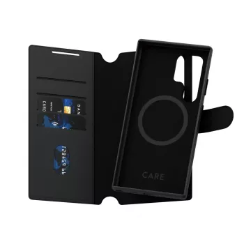 Puhelinkotelo PanzerGlass CARE Feature Case Tango Two-in-One Wallet, yhteensopiva Samsung Galaxy S24 Ultran kanssa, läpinäkyvä