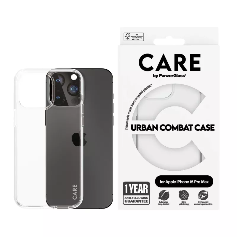 PanzerGlass CARE™ by ® Urban Combat -kotelo läpinäkyvä iPhone 15 Pro Max