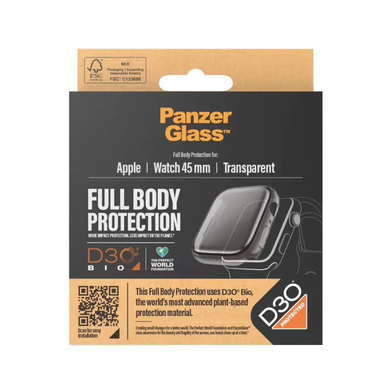 PanzerGlass ® Full Body läpinäkyvä D3O® Apple Watch Series 9 | 45 mm