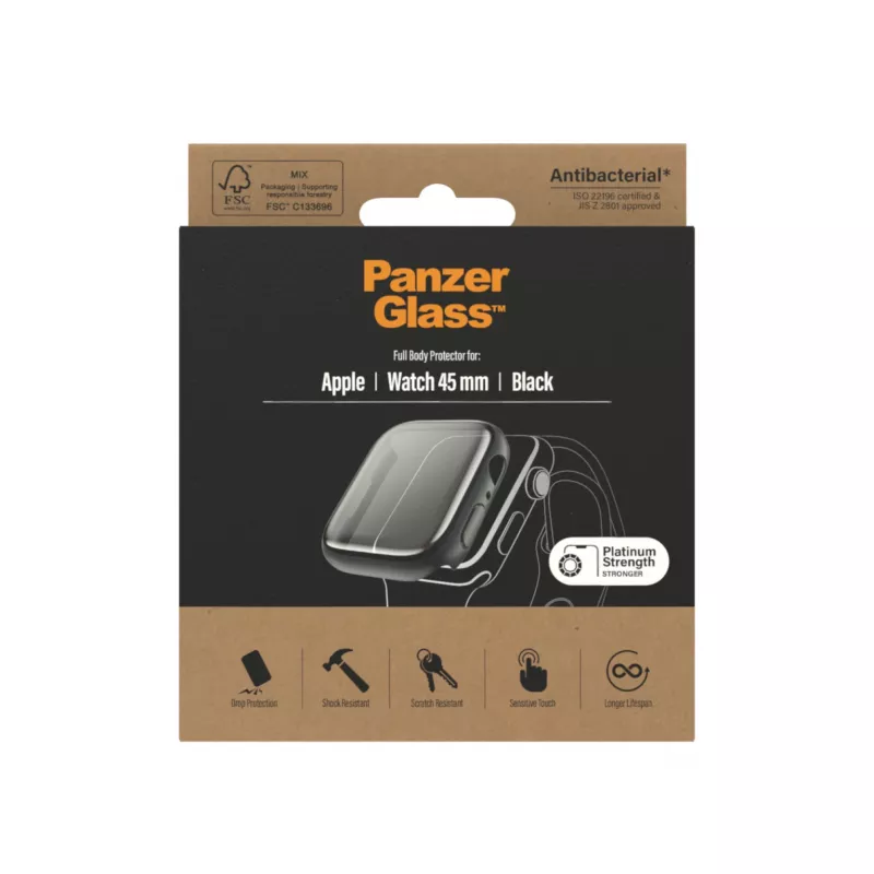 PanzerGlass ® Full Body -kotelo Apple Watch Series 9 | 8 | 7 | 45 mm | musta