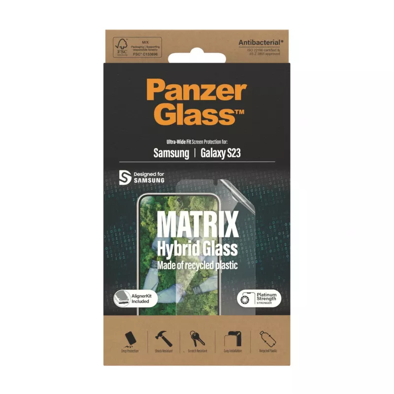 PanzerGlass ® ECO MATRIX näytönsuoja Samsung Galaxy S23 | Ultra-Wide Fit AlignerKit